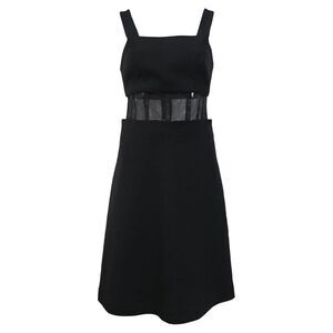 Versus Versace Square Neck Mesh Detail Dress in Black Polyester